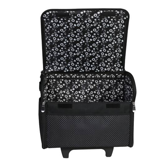 Everything Mary Collapsible Black Pin Dot Rolling Sewing Machine Tote